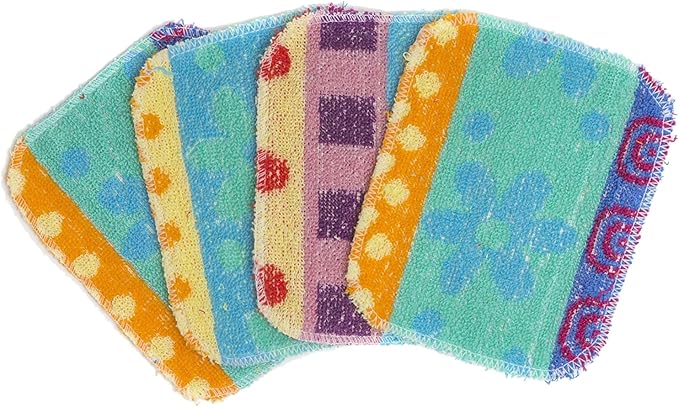 Set of 4 Premium Paperless Kitchen Dish Wash Scrubs – Sponge Scour Pads Made of 100% Natural Organic Fibers W/Non-Toxic Coat – Non-Scratch Surface – 5” x 6.5” – Ideal for Kitchen, Bathroom Cleaning