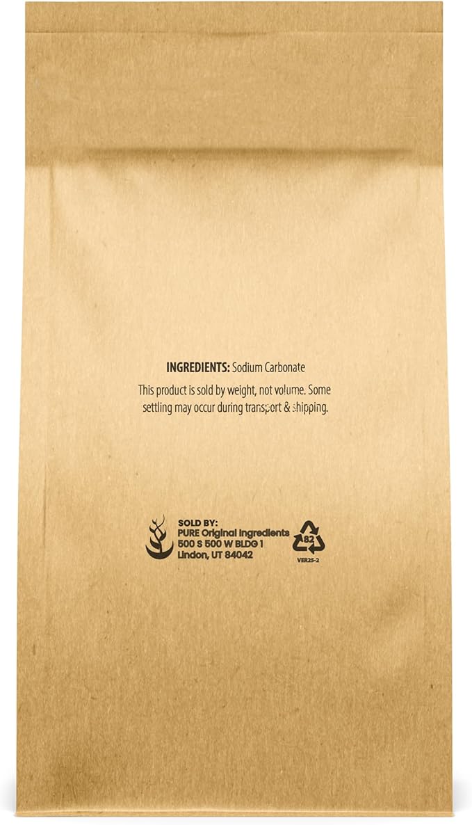 Pure Original Ingredients Natural Washing Soda (5 lb) Multipurpose Cleaner, Water Softener, Stain Remover.