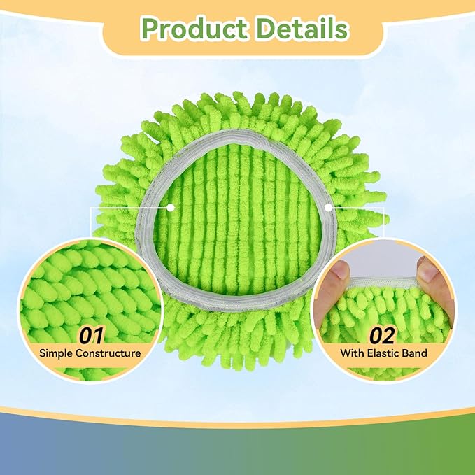 6 Pack Reusable Microfiber Mop Pads Compatible with O-Cedar EasyWring Triangle Mop,Elastic Mop Head Replacement for Deep Clean,Machine Washable Mop Refills