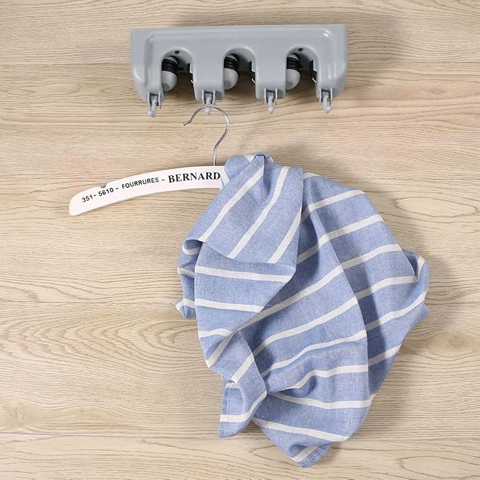 Zerodeko Umbrella Clip Mop Broom Holder Wall Mount Storage Rack 3 Ball Slots 4 Hooks Anti-slip Pad Grey