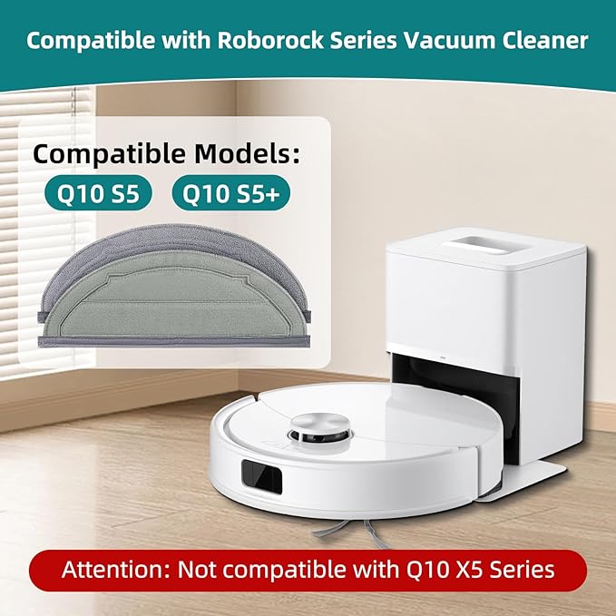 VIEWALL 6 Pack Reusable Microfiber Mop Cloth Compatible with Roborock Q10 S5 / Q10 S5+ / Q10 VF / Q10 VF+ / Q10V / Q10V+ Plus Robot Vacuum Cleaner,Reusable Mop Cloths Replacement Accessories