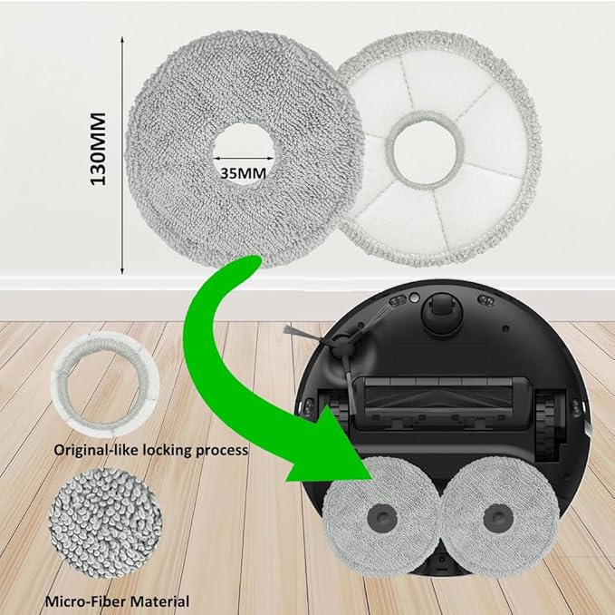 12 Pack Mop Pads for Dreame L40 Ultra/X40 Ultra/X50 Ultra/L50 Ultra/L10S Ultra/ L10s Pro Ultra Heat/L10S Ultra Gen2/L40S Ultra/X30 Ultra/L10 Ultra Robot Vacuum Parts Materials:Microfiber and Chenille
