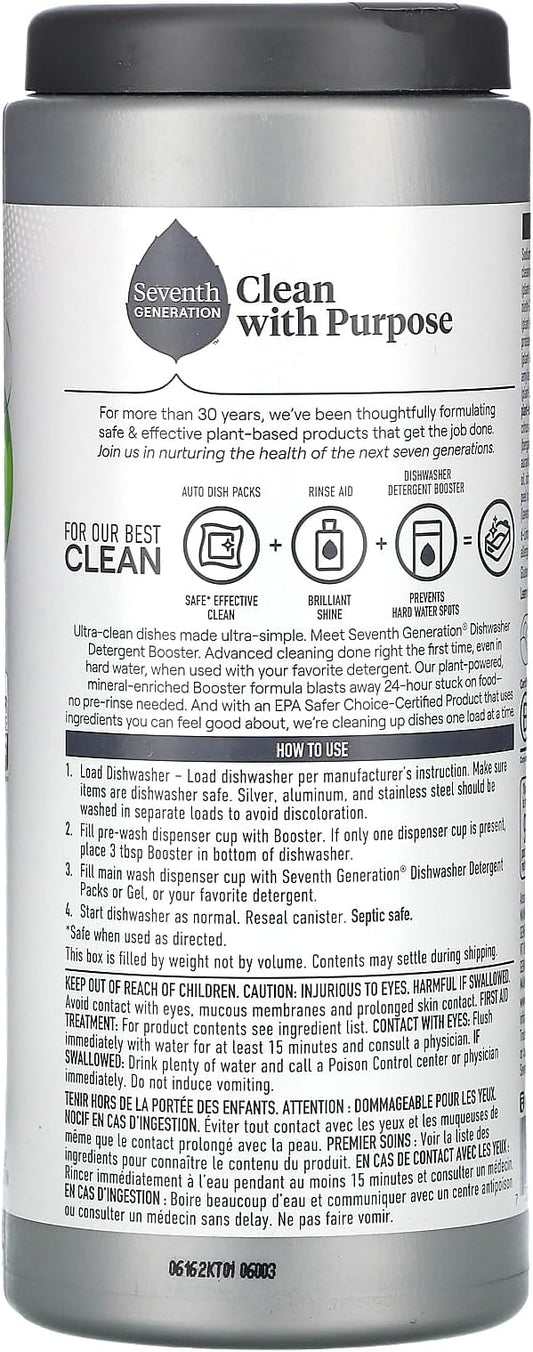 Seventh Generation Power+ Dishwasher Detergent Booster Powder, Blasts Away Stuck-On Food, Fresh Citrus Scent, 27 Oz