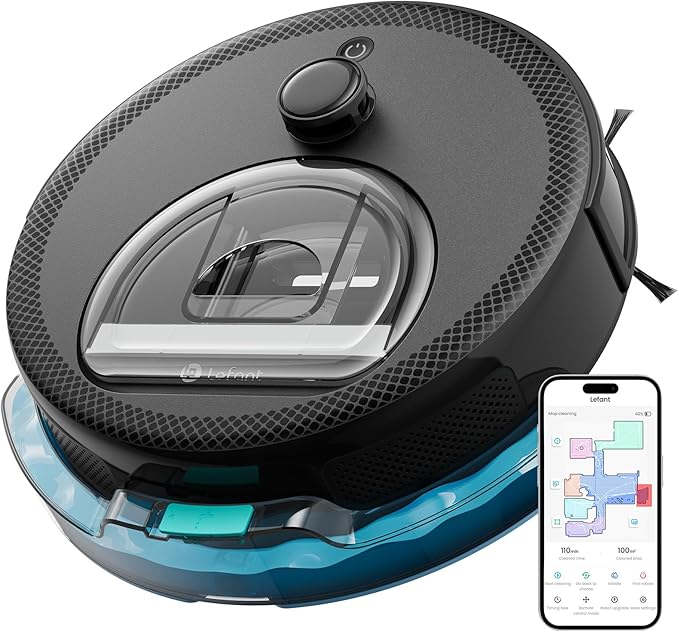 Lefant LiDAR Robot Vacuum and Mop, 450ml Visible Dustbin, Upgraded 190° PSD Obstacle Avoidance, Customized Cleaning, Multi-Floor Mapping, 150 Mins Runtime, WiFi/Alexa/APP, Pet Hair & Carpets, M330 Pro