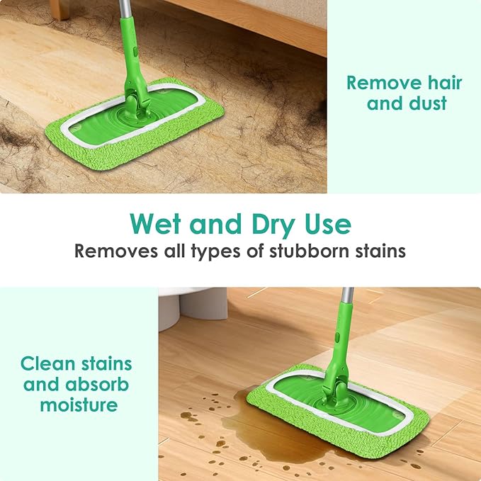 6Pcs Reusable Microfiber Mop Pads Compatible with Swiffer Sweeper Mops, Wet Sweeping Cloths & Dry Mopping Cloths, Washable Mop Pads for Surface/Hardwood Floor Cleaning (Not Fit to Swiffer Wetjet, XL)