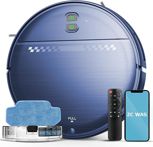 Robot Vacuum and Mop Combo, 2 in 1 Robotic Vacuum Cleaner for Pet Hair, Low Profile Automatic Vacuum Cleaner for Hard Floor and Carpet with App/Voice/Remote Control, Anti-Fall/Anti-Bump, Auto Recharge