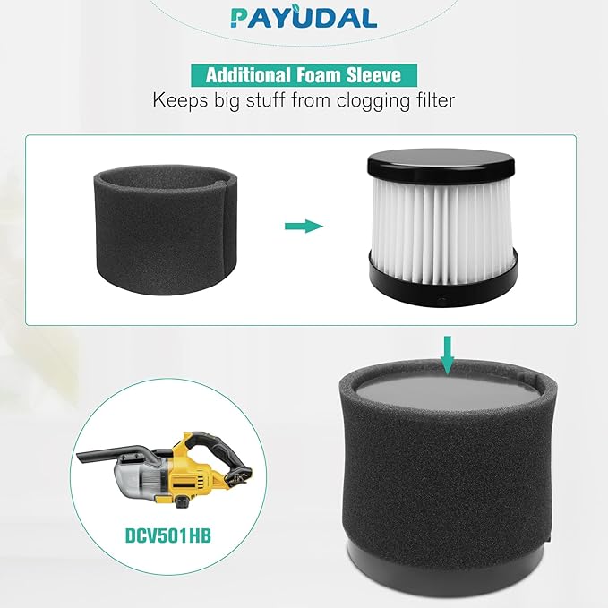2 Packs DCV501HB DCV5011H Replacement HEPA Filters. Compatible With DEWALT 20V Vacuum Cordless Handheld Vacuum Filters. Compared to Part DCV5011H DCV501HB Filter. Washable And Reusable Kits.