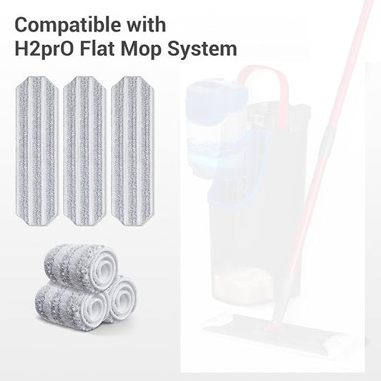 4Pcs Mop Replacement Pads, Compatible with H2prO Flat Mop System Universal Mop Pads Mop Head Refills Washable Wet Mop,Replacment for H2prO Size Mops