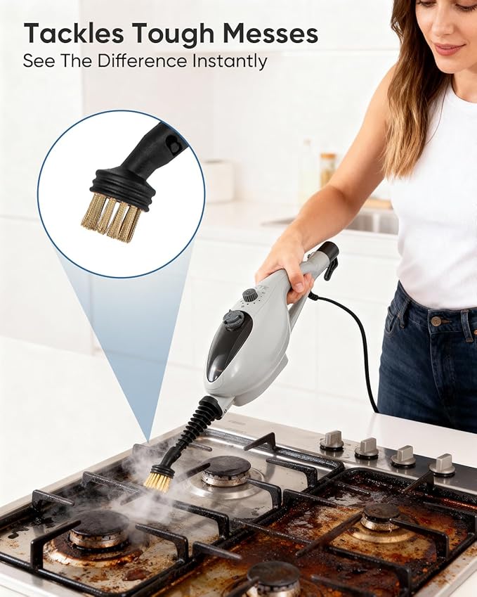 CYK Steam Mops for Floor Cleaning, 12 in 1 Handheld Steam Cleaner for Home, Floor Steamer for Hardwood Floors and Tile(Grey-grey)