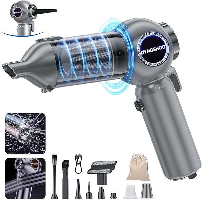 Handheld Car Vacuum Portable Cordless（Equipped with a one-touch window breaker and seatbelt cutter)25000Pa High-Power Suction Hand held Vacuum Cleaner & Air Duster for Car Cleaning, Home, Pet Hair