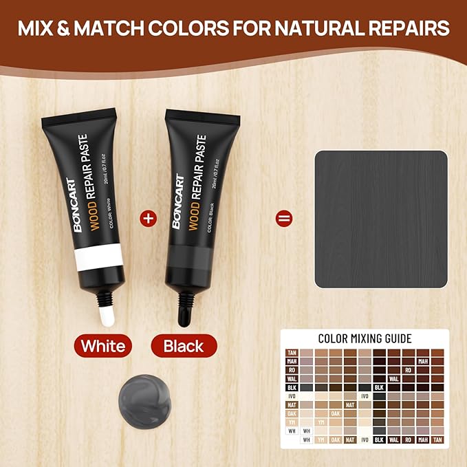 Wood Furniture Repair Kit, Wood Touch up Fillers, Repair Scratches, Cracks, Paint Chips, and Nail Holes on Furniture, Floors, Doors, Cabinets, and Tables (10 Colors)