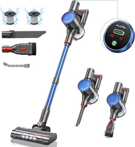 WLUPEL Cordless Vacuum Cleaner,30KPA 400W Stick Vacuum with Max to 45 Mins Runtime Battery,80000RMP Powerful Motor Handheld Vacuum for Hard Floor/Carpet/Pet Hair/Car