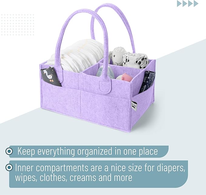 Mr. Pen- Baby Diaper Caddy Organizer, lavender dream, Baby Caddy Organizer with Handle, Compact Size, Collapsible & Portable