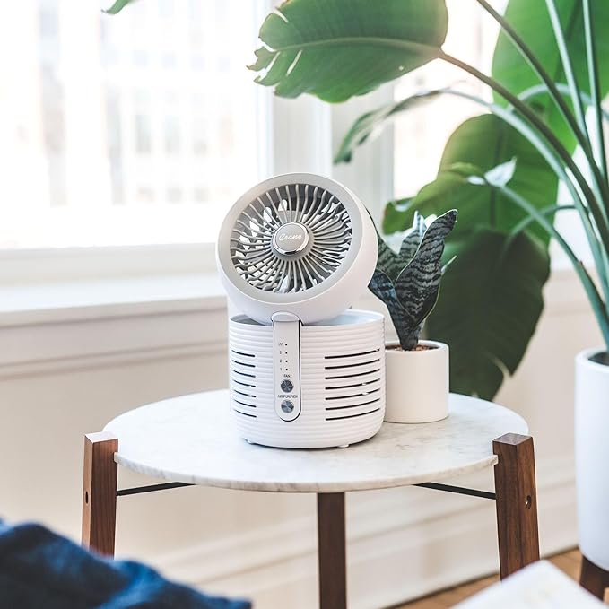 Crane 2-in-1 Air Purifier and Desk Fan, Fan and Air Purifier Combo, Ideal for Office Desk, Night Stand, Dorm, or Small Bedroom, Small HEPA Air Purifier