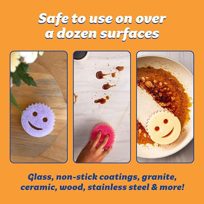 Scrub Daddy Scrub Mommy Sponges - Dish Scrubber + Non-Scratch Cleaning Sponges Kitchen, Bathroom + Multi-Surface Safe - Stain + Odor Resistant Dual-Sided Dish Sponges for Scrubbing (3 Count)