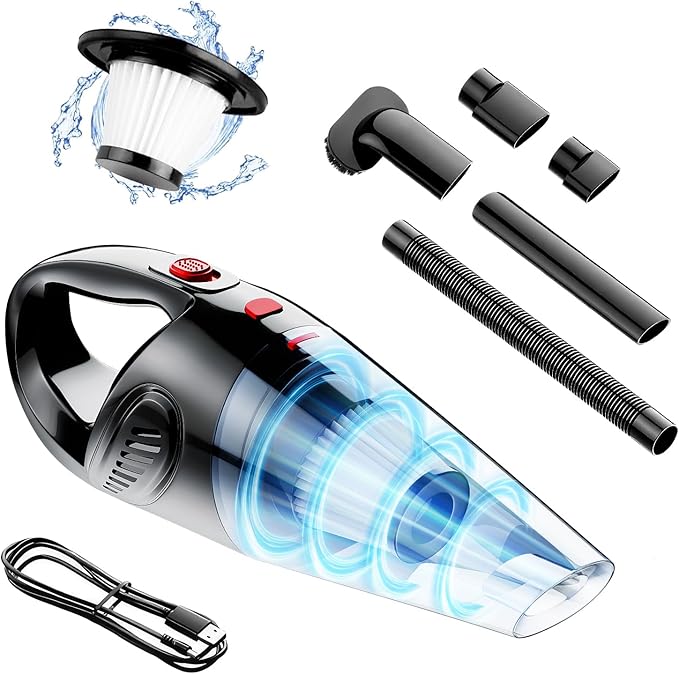 Rechargeable Powerful Handheld Vacuum Cleaner - Lightweight & Low Noise Cordless Vacuum Cleaner Hand Held, Quickly Clean Dust/Hair with Strong Suction