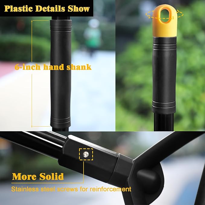 Heavy Duty Broom Outdoor and Indoor, 2 Pack Commercial Angle Brooms with Longer Handle, Perfect Black Broom for Garage, Kitchen, Courtyard, Restaurant