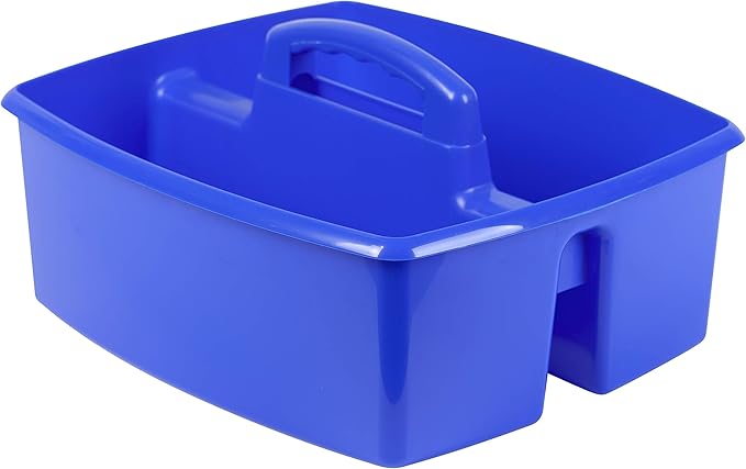 Storex 2-Compartment Large Craft Caddy – Multipurpose Classroom Organizer with Handle, Assorted Colors, 6-Pack (00948A06C)