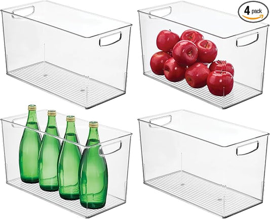 iDesign Plastic Storage Bin with Handles for Household Storage - Set of 4 - Clear - Made in USA