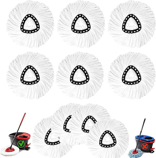 10Pack Spin Mop Replacement Heads,Spinning Mop Replace Head for Easy Wring Mop, 100% Microfiber Mop Head Replacement Compatible with Triangle Spin Mop Refill for Floor Cleaning,White