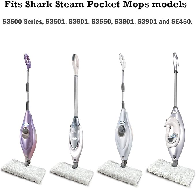 4 Pack Steam Mop Replacement Pads Compatible with Shark Steam Pocket Mop S3500 Series (S3501, S3601, S3550, S3901, SE450), Reusable Washable Microfiber Steam Mop Pads for Sealed Hard Floors