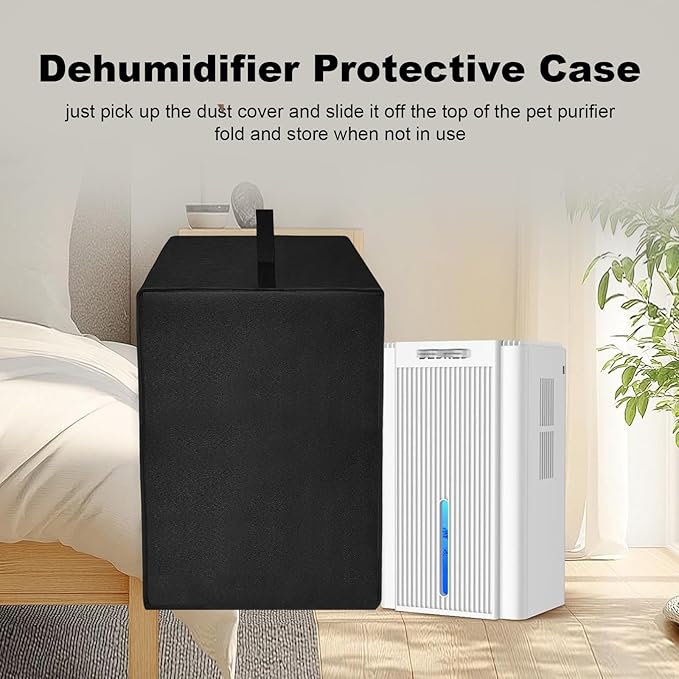 Dehumidifier Dust Cover Heavy Duty 600D Nylon Antistatic Waterproof Convenient Protective Case for Compatible with Dehumidifier CT11 for Home,95OZ (Black)
