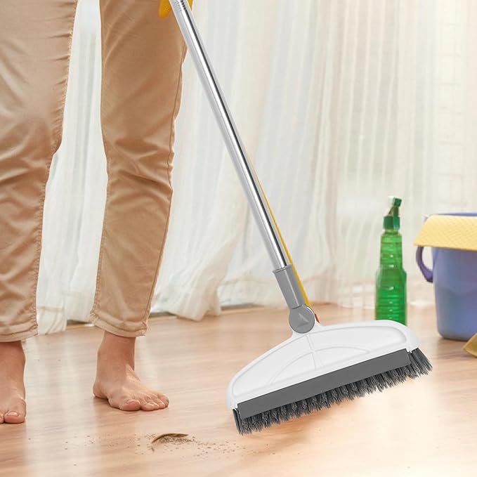 Floor Scrub Brush with Long Handle 126cm Hard Bristles Multi-use Shower and Bathroom Tile Grout Cleaning Brush for Home and Kitchen Floors