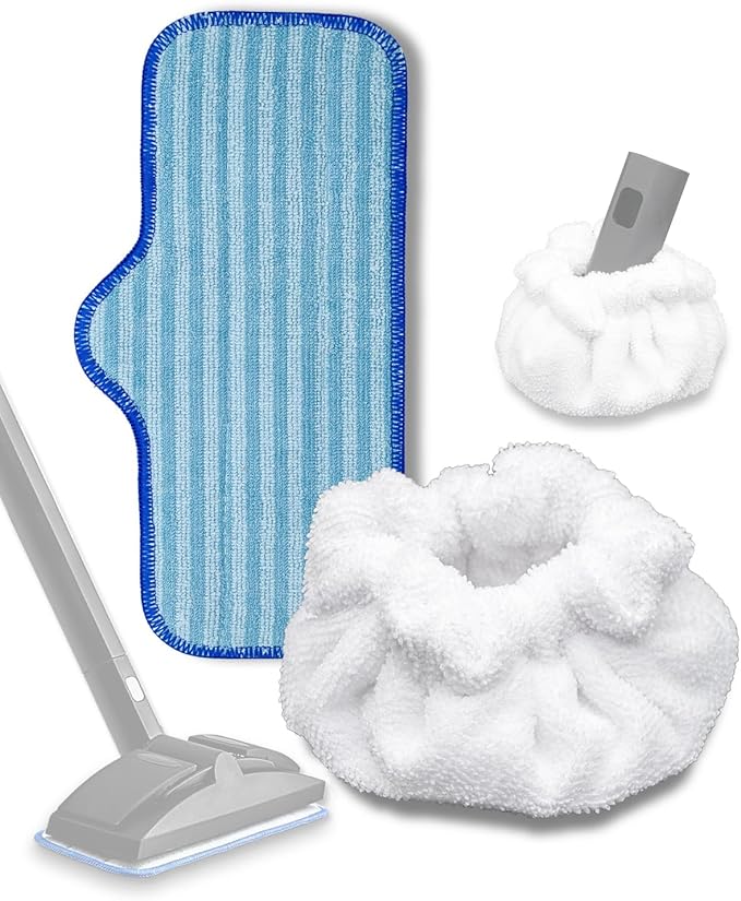Steam Cleaner Accessories Compatible with Dupray Steam Cleaner, Triangle Microfiber Bonnet for Neat Steam Cleaner & Microfiber Pads, 1+1 Reusable Steamer Cloth Cover Cleaning Steam Mop Pad