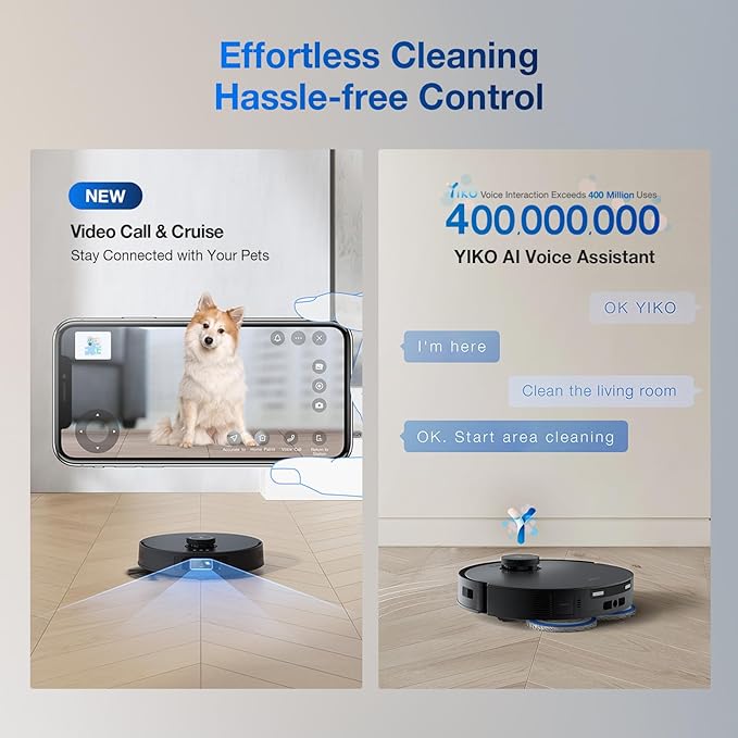 ECOVACS DEEBOT T30S AI Care Robot Vacuum and Mop, 11000Pa, TruEdge Adaptive Edge Mopping, ZeroTangle, AI Instant Re-mop, Hot Water Mop Washing, Self-Emptying & Refilling, Obstacle Avoidance