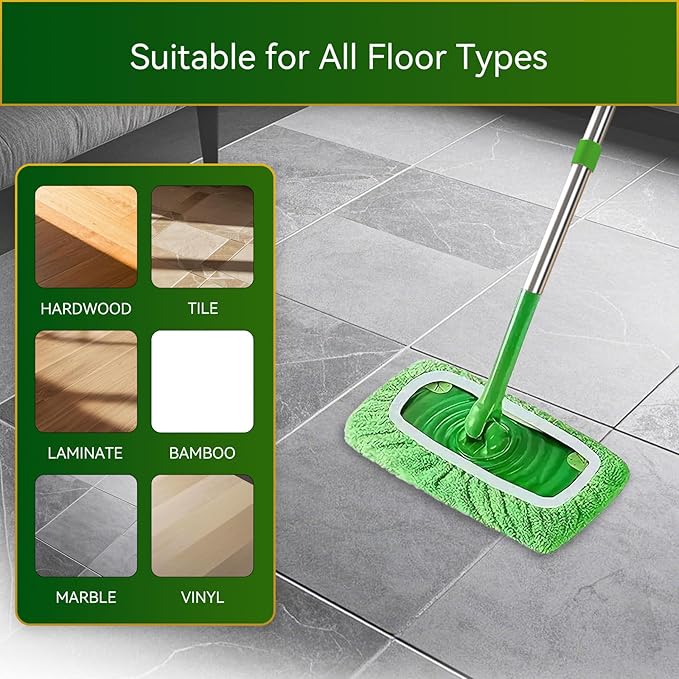 3 Pack Reusable Microfiber Mop Pads Compatible with Swiffer Sweeper, Washable Dry Sweeping Cloths and Wet Pads Refill for Hardwood Surface Floor Cleaning (Mop is Not Included)