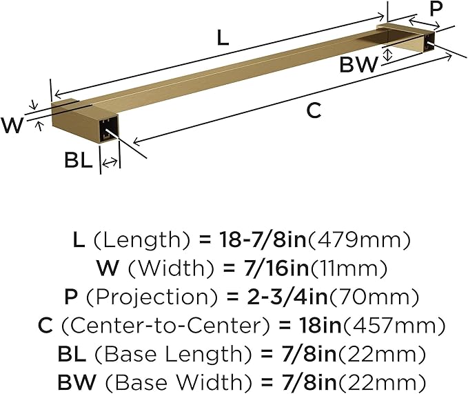 Amerock BH36083BBZ | Golden Champagne Towel Bar | 18 in (457 mm) Towel Rack | Monument | Bathroom Towel Holder | Bathroom Hardware | Bath Accessories | Hand Towel Holder