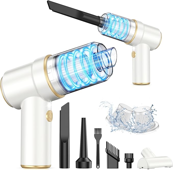 KMM Handheld Car Vacuum Cleaner, 11000PA Vacuum Cleaner & Air Duster, 120W High Power Vacuum Portable Cordless, Hand Held Vacuum Rechargeable with Multi-Nozzles & LED Light for Home, Car, Office