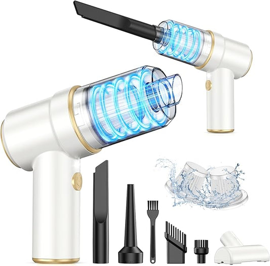 KMM Handheld Car Vacuum Cleaner, 11000PA Vacuum Cleaner & Air Duster, 120W High Power Vacuum Portable Cordless, Hand Held Vacuum Rechargeable with Multi-Nozzles & LED Light for Home, Car, Office