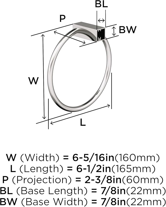 Amerock Monument Polished Nickel Closed Towel Ring, BH36082PN