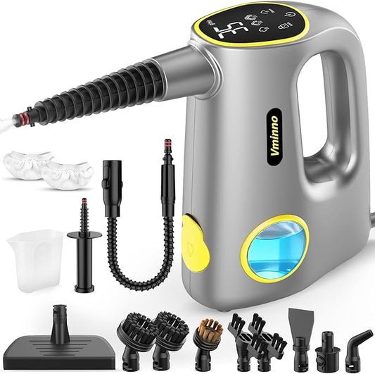 Handheld Pressurized Steam Cleaner for Home - 15s Heat-Up 3-Level Adjustable Steam Cleaner with 14pcs Accessories, Multi-Surface Steamer for Cleaning Car Detailing, Tile, Grout, Chemical-Free