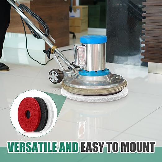 3 Pcs 12" Cleaning Orbiter Pads Commercial Floor Buffer Pads Hardwood Floor Maintenance Scrubber Polisher Cleaning and Stripping for Orbiter Machine (Black,Red,White)