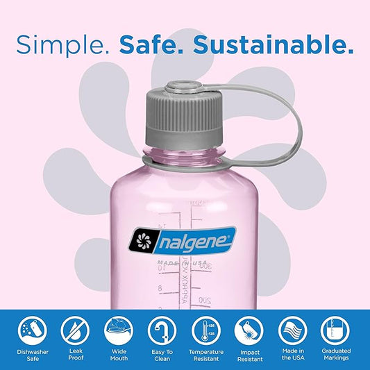 Nalgene Sustain Tritan BPA-Free Water Bottle Made with Material Derived from 50% Plastic Waste (Using ISCC Certified Mass Balance), 16 OZ, Narrow Mouth, Cosmo