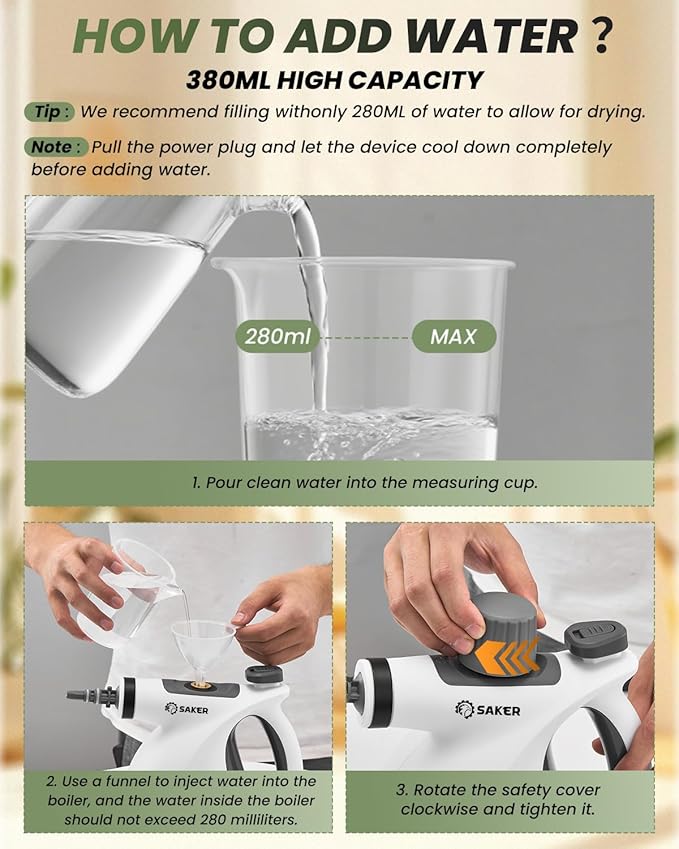 Saker Handheld Steam Cleaner Upgraded,Portable Steam Cleaner for Home,1050W Steam Cleaner,Quick Heating & Deep Cleaning of Floors, Cars, and Kitchen(with 5 Fiber Cloths)