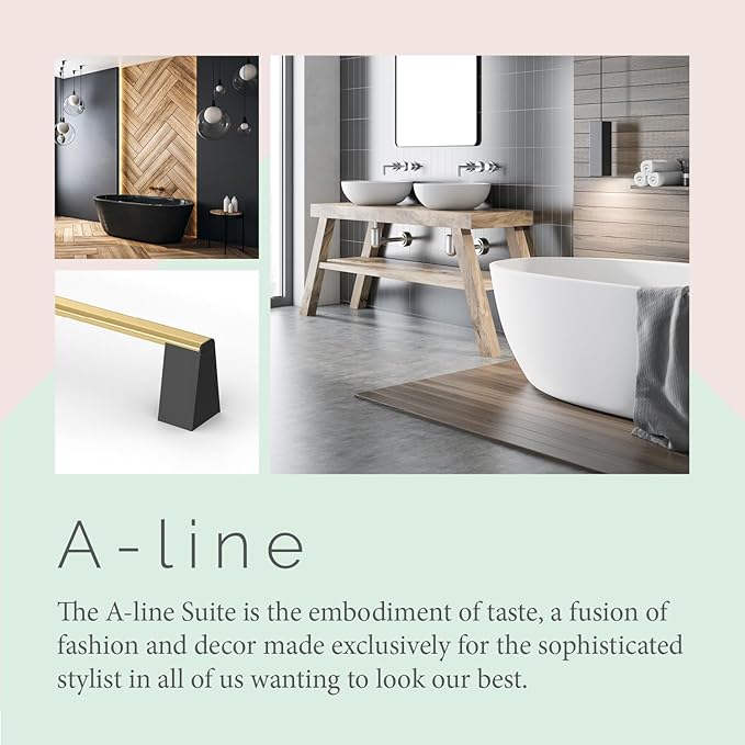 Gatco 5670 A-Line Towel Bar, 24 Inch, Brushed Brass Matte Black Combo