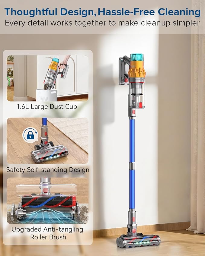 S8 Cordless Vacuum Cleaner, 600W 48Kpa Up to 65mins Stick Vacuum Rechargeable, Wireless Lightweight Handheld Vacuum Cleaners for Home Pet Hair Carpet Hardwood Floor Car