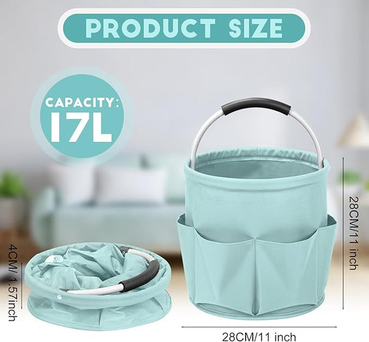 Cleaning Caddy for Cleaning Supplies,17L Cleaning Supply Caddy with Handle Foldable Cleaning Supplies Organizer Bucket Cleaning Products Organizers for Home, Garden (Light Blue)