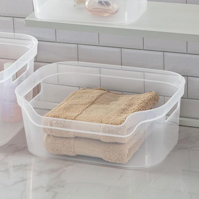 STERILITE 5.25 in. X 9.5 in. X 13 Clear Plastic Cube Storage BIN W/Carry Handles, 16