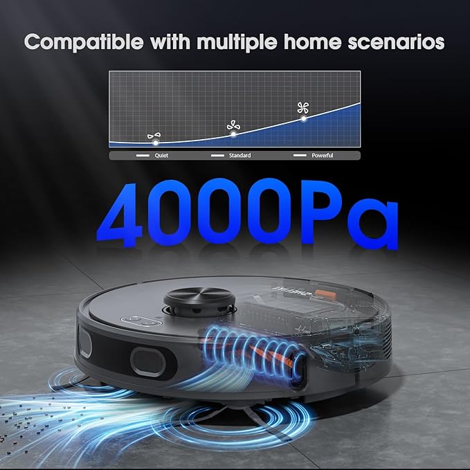 Robot Vacuum and Mop Combo, Robotic Vacuums Cleaner with LiDAR Navigation, Smart Mapping, Strong Suction, with WiFi/App/Alexa/Voice Control, Obstacle Avoidance, for Home, Wood/Hard Floors, Pet Hair