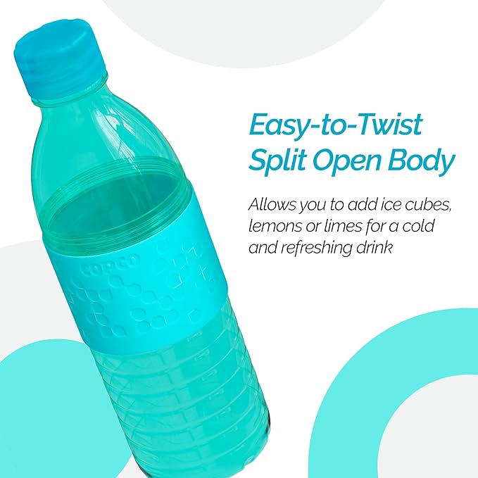 Copco Hydra 16.9oz Water Bottle, Set of 2 - Non-Slip Sleeve & BPA-Free Tritan Plastic - Dishwasher Safe, Reusable Plastic To Go Bottle - Leak-Proof, Spill-Proof, Portable Water Bottle (Aqua & Mint)