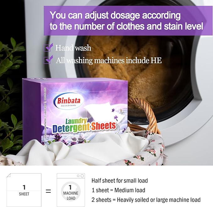 Laundry Detergent Sheets, 200 Loads Lavender Scent Hypoallergenic Eco-Friendly, Biodegradable Plastic Free Liquidless Laundry Sheets Suitable for Sensitive Skin