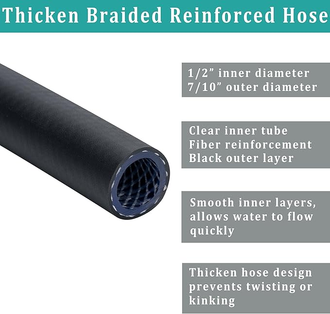 20FT Dehumidifier Drain Hose with 3/4” FHT Brass Rustproof Connector, Versatile Drain Hose Perfectly Compatible with most Dehumidifiers and 3/4” external thread outlet (Black, 20FT)