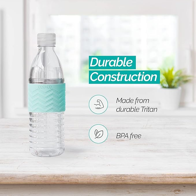 Copco Hydra 16.9 oz Water Bottle with Leak-Proof Lid - Tritan Reusable with Textured Grip Sleeve - BPA-Free, Shatter-Resistant, Dishwasher Safe for Travel, Gym, Work, Outdoors (Robins Egg Blue)