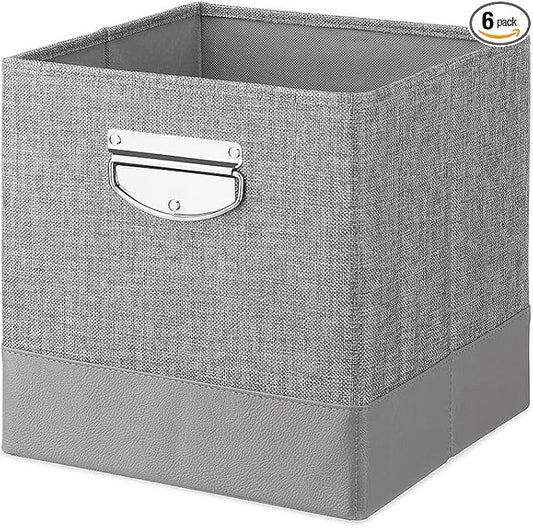 Whitmor 14-Inch Collapsible Cube, Gray, 6 Pack