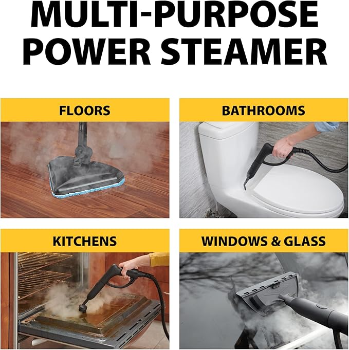 Wagner Spraytech C900134 925e Elite Steamer Multi-Purpose Mop with 20 Accessories for Chemical-Free Steam Cleaning, Hardwood Floors, Tile, and More