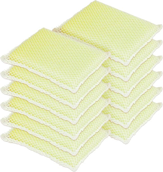 LOLA Nylon Netting Sponge Cleaning Scrubber Pad, 12 Pack, Non Scratch, Safe on Non-Stick Surfaces Coated Cookware & Dishes - Gentle Effective Cleaning